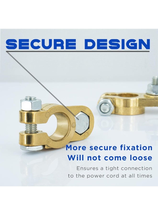 1 Pair Battery Terminal Connector, Heavy Duty Cable End Connector Compatible With Car, Van, Truck Marine Boat RV etc, Top Post Battery Terminals End Clamp Set - Image 3